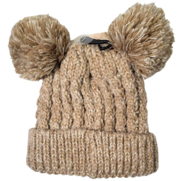 C.C. KIDS Taupe Double Pom-Pom Knit Beanie Hat - New With Tags Toddler's Unisex - Picture 2 of 4